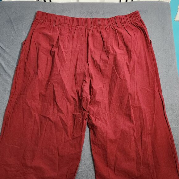 Halara Flex Women 3X Plus Maroon High Waisted Pocket Wide Leg Waffle Work Pants - Picture 3 of 10